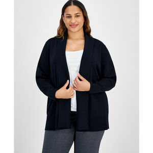 JM Collection Plus Size 3X Black Plus Size Open-Front Cardigan Sweater NWT